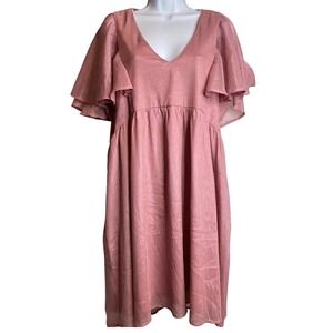 Arula Womens Pink Midi Dress Sz 16 Pink Fairy Coquette Girly Cottagecore Ruffles